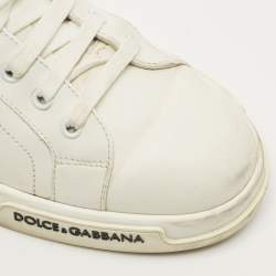 مملوكة مسبقًا Dolce & Gabbana Portofino Size 44 White Leather Low Top Sneakers
