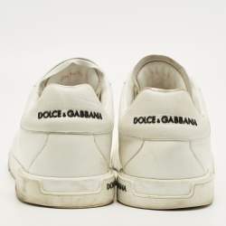 مملوكة مسبقًا Dolce & Gabbana Portofino Size 44 White Leather Low Top Sneakers