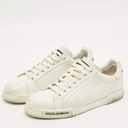 مملوكة مسبقًا Dolce & Gabbana Portofino Size 44 White Leather Low Top Sneakers