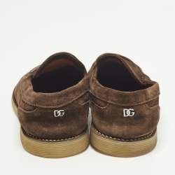 Pre Owned حذاء لوفرز دولتشي أند غابانا سليب أون سويدي بني داكن مقاس 44