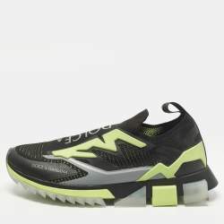 مملوكة مسبقًا Dolce & Gabbana Sorrento Size 44.5 Black Knit Fabric and Rubber Slip On Sneakers