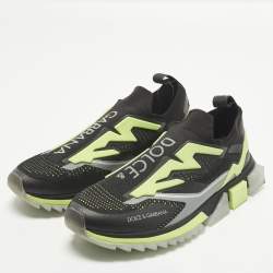 مملوكة مسبقًا Dolce & Gabbana Sorrento Size 44.5 Black Knit Fabric and Rubber Slip On Sneakers