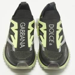 مملوكة مسبقًا Dolce & Gabbana Sorrento Size 44.5 Black Knit Fabric and Rubber Slip On Sneakers