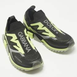 مملوكة مسبقًا Dolce & Gabbana Sorrento Size 44.5 Black Knit Fabric and Rubber Slip On Sneakers