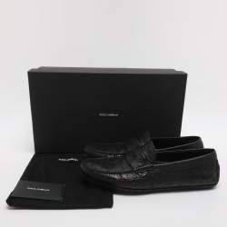 مملوكة مسبقًا حذاء لوفرز دولتشي أند غابانا جلد نعام أسود مقاس 41