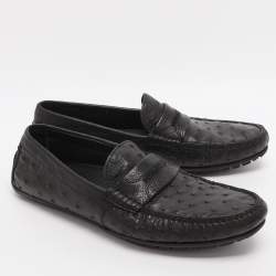 مملوكة مسبقًا حذاء لوفرز دولتشي أند غابانا جلد نعام أسود مقاس 41