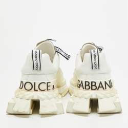 Pre Owned Dolce & Gabbana Super King Size 42 White Leather and Suede Lace Up Sneakers