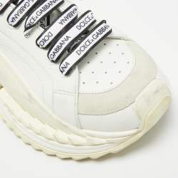 Pre Owned Dolce & Gabbana Super King Size 42 White Leather and Suede Lace Up Sneakers