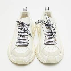 Pre Owned Dolce & Gabbana Super King Size 42 White Leather and Suede Lace Up Sneakers