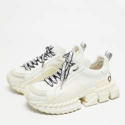 Pre Owned Dolce & Gabbana Super King Size 42 White Leather and Suede Lace Up Sneakers