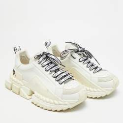 Pre Owned Dolce & Gabbana Super King Size 42 White Leather and Suede Lace Up Sneakers