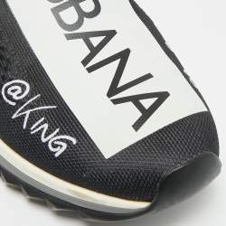 Pre Owned Dolce & Gabbana Sorrento Size 42 Black/White Knit Fabric Slip On Sneakers