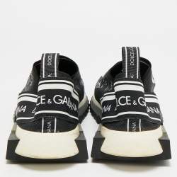 Pre Owned Dolce & Gabbana Sorrento Size 42 Black/White Knit Fabric Slip On Sneakers