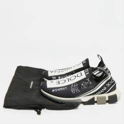Pre Owned Dolce & Gabbana Sorrento Size 42 Black/White Knit Fabric Slip On Sneakers