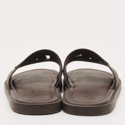 Pre Owned صندل سلايد فلات دولتشي أند غابانا مطاطي بني داكن بشعار DG مقاس 44