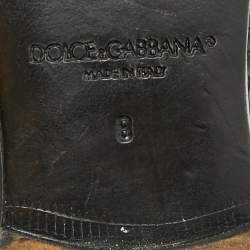 مملوكة مسبقًا حذاء ديربي دولتشي أند غابانا برباط جلد تمساح أسود وجلد لامع مقاس 42