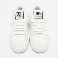 مملوكة مسبقًا Dolce & Gabbana Roma Size 40 White Leather Lace Up Sneakers