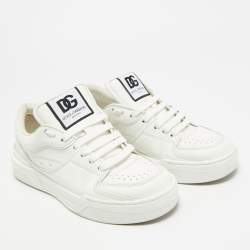 مملوكة مسبقًا Dolce & Gabbana Roma Size 40 White Leather Lace Up Sneakers