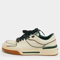 مملوكة مسبقًا Dolce & Gabbana Roma Size 40.5 Cream/Dark Green Leather Low Top Sneakers