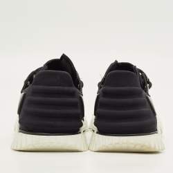 Pre Owned Dolce & Gabbana ns1 Size 42 Black/White Canvas and Suede Lace Up Sneakers