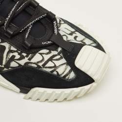 Pre Owned Dolce & Gabbana ns1 Size 42 Black/White Canvas and Suede Lace Up Sneakers