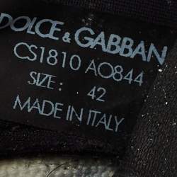 Pre Owned Dolce & Gabbana ns1 Size 42 Black/White Canvas and Suede Lace Up Sneakers