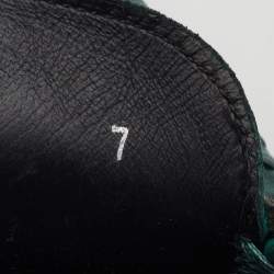 Pre Owned Dolce & Gabbana Size 41 Dark Green Ostrich Leather Slip On Loafers