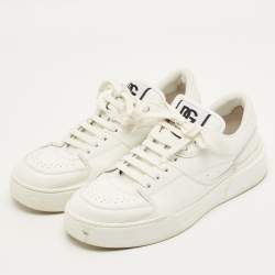 مملوكة مسبقًا حذاء رياضي دولتشي أند غابانا بورتوفينو جلد أبيض منخفض القمة مقاس 42.5