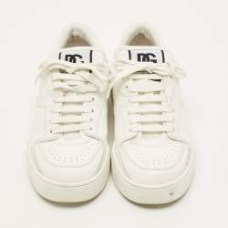 مملوكة مسبقًا حذاء رياضي دولتشي أند غابانا بورتوفينو جلد أبيض منخفض القمة مقاس 42.5