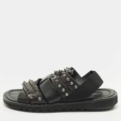 مملوكة مسبقًا Dolce & Gabbana Size 42 Black Leather Cross Strap Spike Sandals