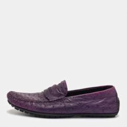 Pre Owned Dolce & Gabbana Size 41.5 Purple Ostrich Leather Slip On Loafers