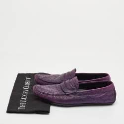 Pre Owned حذاء لوفرز دولتشي آند غابانا سليب أون جلد نعام بنفسجي مقاس 41.5