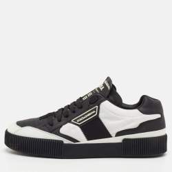 Pre Owned Dolce & Gabbana Miami Size 42.5 Black/White Leather and Nylon Low Top Sneakers