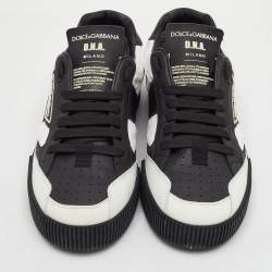 Pre Owned حذاء رياضي دولتشي أند غابانا ميامي جلد و نايلون أسود و أبيض منخفض من أعلى مقاس 42.5