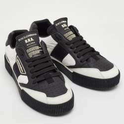 Pre Owned حذاء رياضي دولتشي أند غابانا ميامي جلد و نايلون أسود و أبيض منخفض من أعلى مقاس 42.5