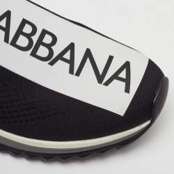 Pre Owned Dolce & Gabbana Sorrento Size 43 Black/White Knit Fabric Logo Slip On Sneakers
