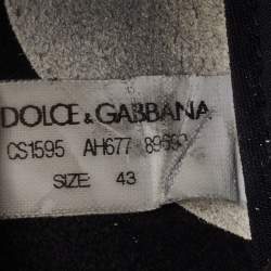 Pre Owned Dolce & Gabbana Sorrento Size 43 Black/White Knit Fabric Logo Slip On Sneakers