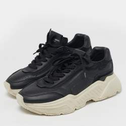 مملوكة مسبقًا حذاء رياضي دولتشي أند غابانا جلد أسود داي ماستر بأربطة مقاس 40.5