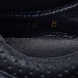 Pre Owned Dolce & Gabbana Size 42 Navy Blue Perforated Leather and Suede Low Top Sneakers