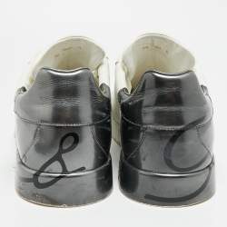 مملوكة مسبقًا حذاء رياضي دولتشي أند غابانا جلد أبيض/أسود وبراءة لامع بورتوفينو برباط مقاس 40