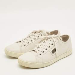 Pre Owned Dolce & Gabbana Size 45 White Leather Low Top Sneakers
