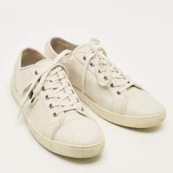 Pre Owned Dolce & Gabbana Size 45 White Leather Low Top Sneakers