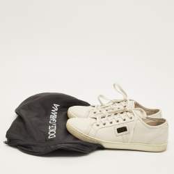 Pre Owned Dolce & Gabbana Size 45 White Leather Low Top Sneakers