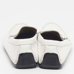 Pre Owned Dolce & Gabbana Size 45 White Leather Slip On Loafers