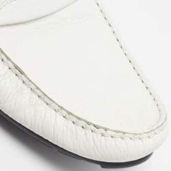 Pre Owned Dolce & Gabbana Size 45 White Leather Slip On Loafers