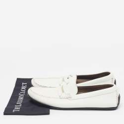 Pre Owned Dolce & Gabbana Size 45 White Leather Slip On Loafers