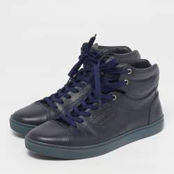 Pre Owned Dolce & Gabbana Size 43 Navy Blue Leather High Top Sneakers