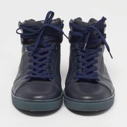 Pre Owned Dolce & Gabbana Size 43 Navy Blue Leather High Top Sneakers