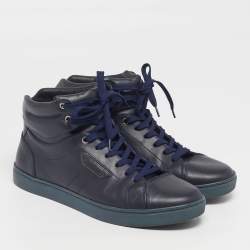 Pre Owned Dolce & Gabbana Size 43 Navy Blue Leather High Top Sneakers