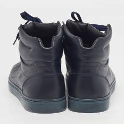 Pre Owned Dolce & Gabbana Size 43 Navy Blue Leather High Top Sneakers